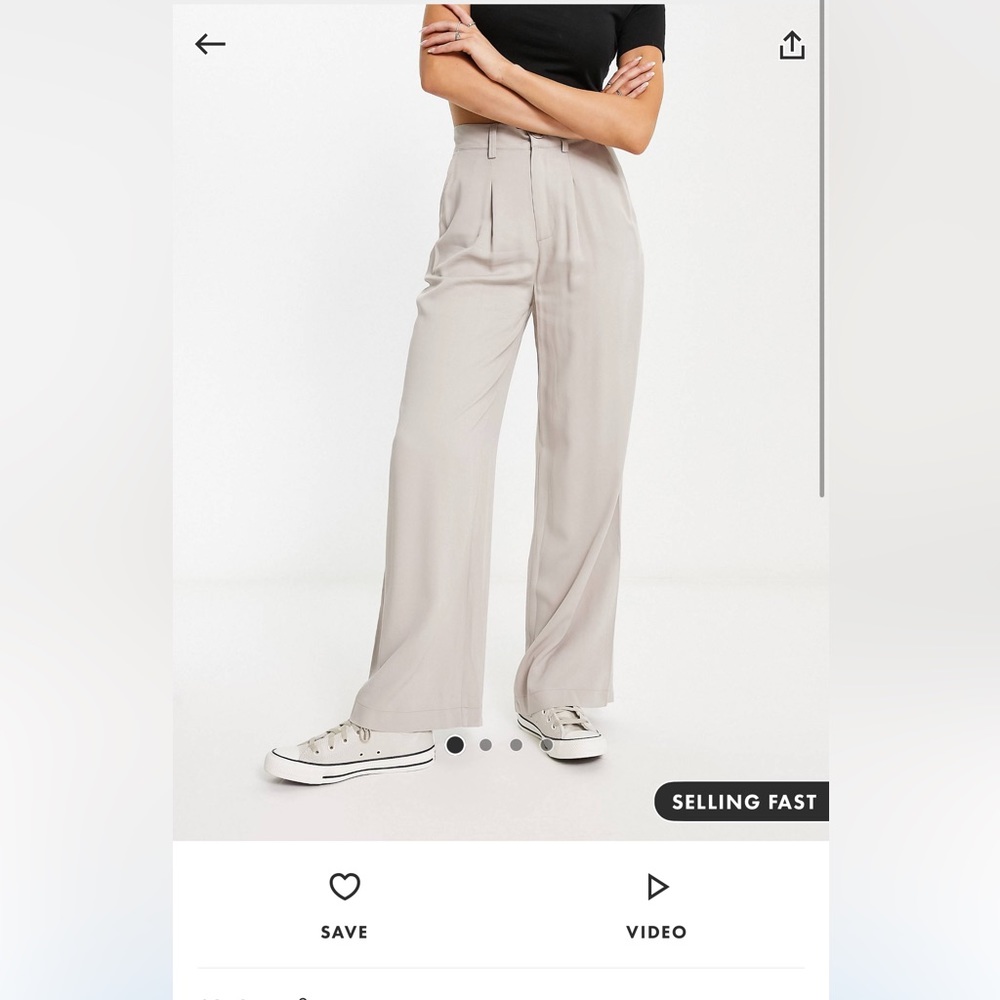 ASOS Design Wide Leg Trousers in Stone